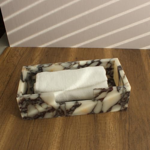 Natural Calacatta Viola Marble Napkin Holder 9.8"x4.9"x2.8" (9.8" × 4.9" × 2.8" - Guest Towel Calacatta)