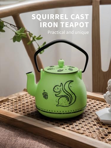 Teapot with Removable Infuser (1 Quarts / Bright Green Squirrel)