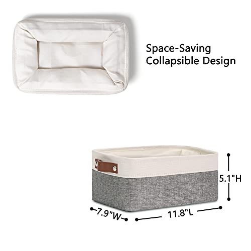 Small Storage Baskets 6 Pack (White&Grey / XS-12"x8"x5")