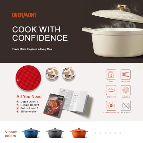 Enameled Cast Iron Dutch Oven (5.5 Quart / Cream white)