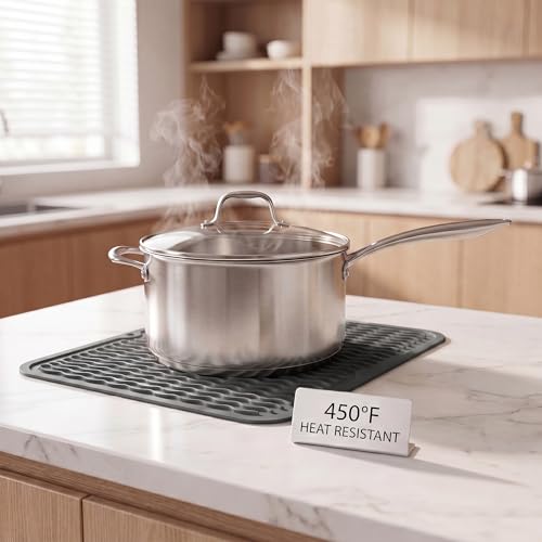 Silicone Dish Drying Mat for Multiple Usage (Gray / 12"L x 12"W)