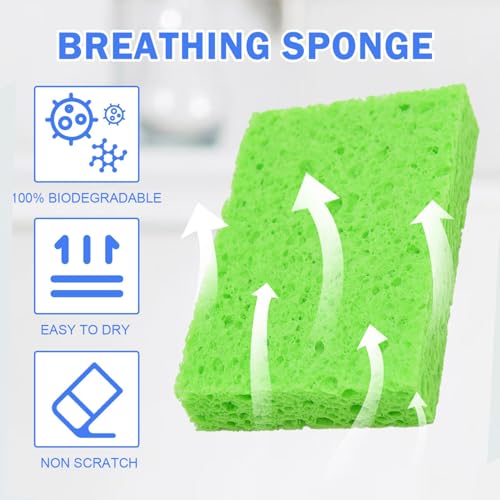 72 Pack Sponges Kitchen Natural Compressed Cellulose Sponges Bulk Non Scratch for Household Cookware Bathroom Cars Soft Super Absorbent Reusable