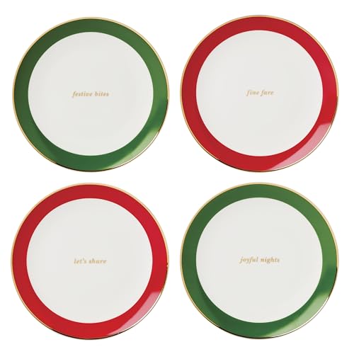 Evergreen Rim Christmas Plates (Rim Accent Plates, Set of 4)