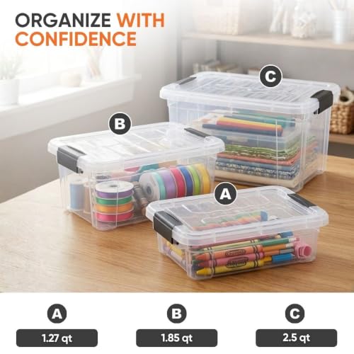 1.85 Quart Clear Plastic Storage Boxes with Lids (1.85 Quart)