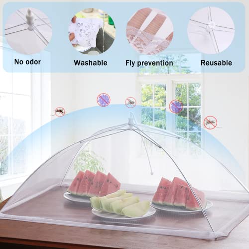 4 Pcs Extra Large Mesh Food Cover Tent Umbrella for Outside Parties (40"x24" 17"x17")