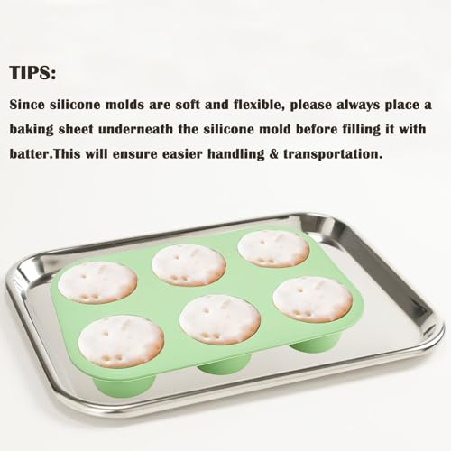 6 Cups Silicone Mini Muffin Pan Set (Set of 2--6 Cups (Blue+Green))