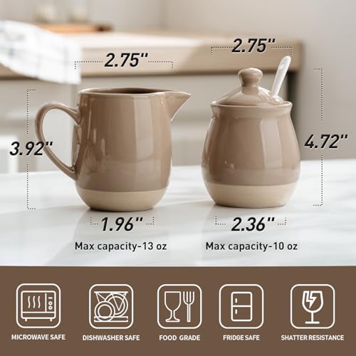 Ceramic 10oz Sugar Bowl & 13oz Creamer Set