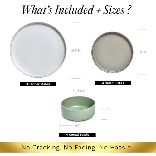12 Piece Stoneware Dinnerware Set for 4