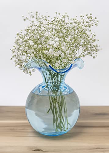 Hibiscus Glass Aqua Medium Fluted Vase (Medium / Aqua)