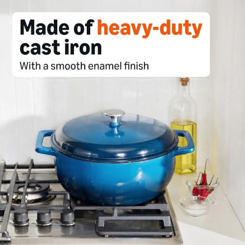 Enameled Cast Iron Dutch Oven Pot with Lid (Blue / 6-Quart)