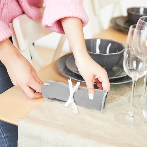 6 Pcs Anti Tarnish Silverware Storage Bags Felt (6 Slots / Gray)