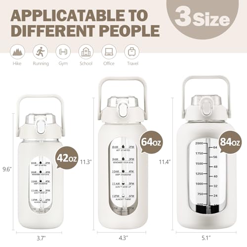 84oz Glass Water Bottle with Straw (White / 84 Ounces)