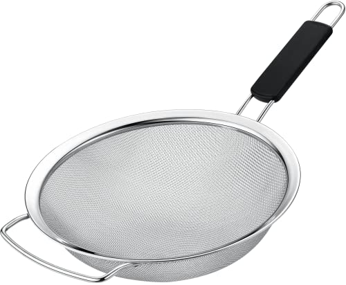 9" Large Fine Mesh Strainer with Thermo Plastic Rubber Handle