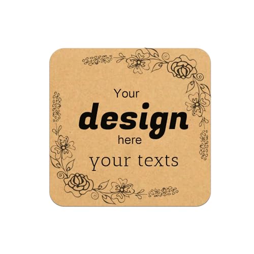 Custom Stickers Personalized Square Kraft Paper Sticker Customizable Floral Wreath Labels (style 1)