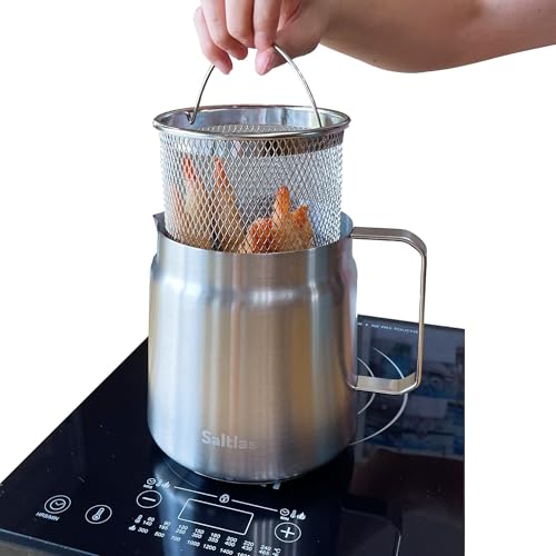 304 Stainless Steel Deep Fryer Pot with Basket and Oil Strainer