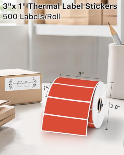 3x1 Inch Thermal Labels (3"x1" / Red)