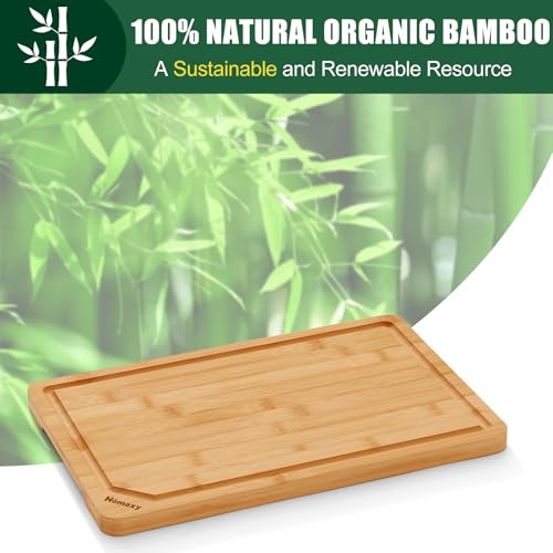 Organic Bamboo Cutting Boards for Kitchen (Natural / 15"L x 10"W)