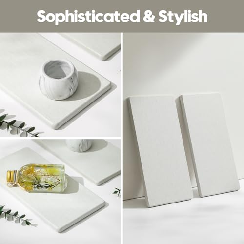 2PCS 10"x 5" Large Bathroom Sink Vanity Trays (2 Pack - Pearl Gray / 10" x 5")