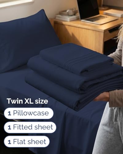 Twin XL 3 Piece Sheet Set (18 - Navy Blue / Twin XL)