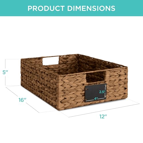Set of 4 16x12in Large Water Hyacinth Pantry Baskets (12x16x5in / Chestnut)