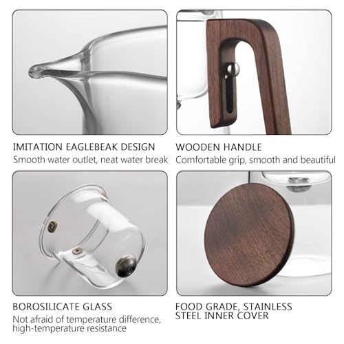 800ml Enchanted Glass Teapot with Strainer (Wooden / 0.8 Quarts)