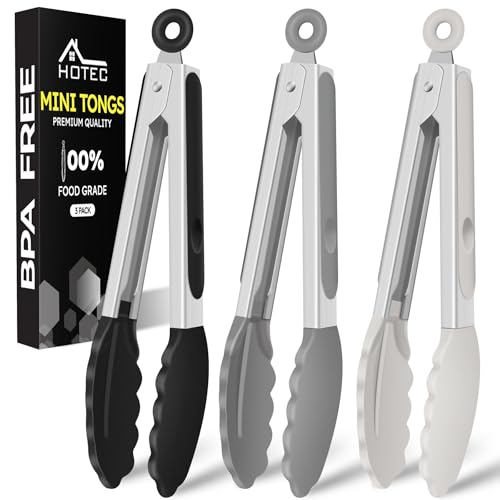 Small Silicone Kitchen Tongs 7 (Black Grey White Gradient)