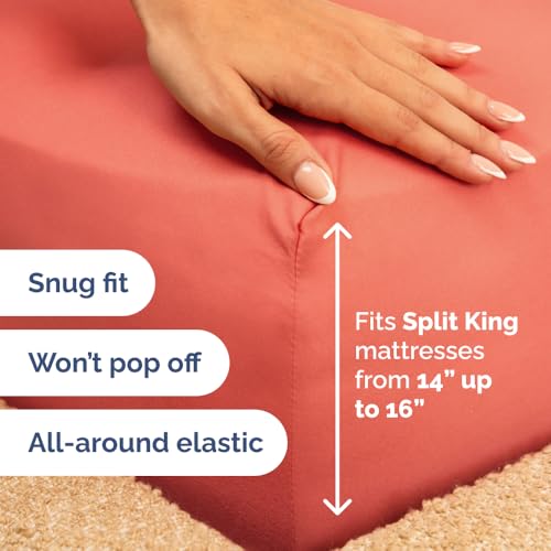 Flex Top Split Head King 4 Piece Sheet Set (28 - Coral / Split Head/Flex Top)