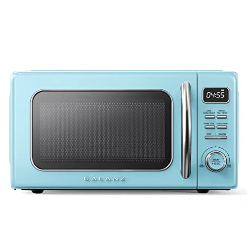 GLCMKZ11BER10 Retro Countertop Microwave Oven with Auto Cook & Reheat (Blue / 1.1 cu ft / Modern)