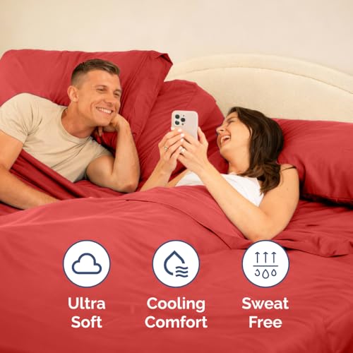 Flex Top Split Head King 4 Piece Sheet Set (27 - Red / Split Head/Flex Top)