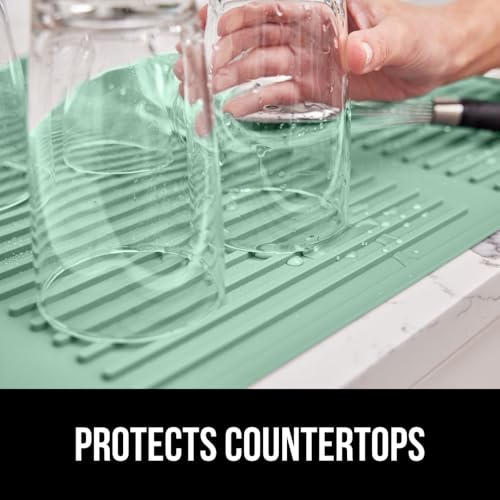 Patented BPA Free Silicone Dish Drying Mat (18" x 24" / Silicone / Mint)