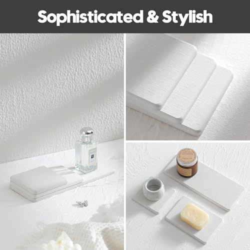 2PCS Beige Bathroom Sink Vanity Trays (2 Pack - Pearl Gray / 9" x 3.5")