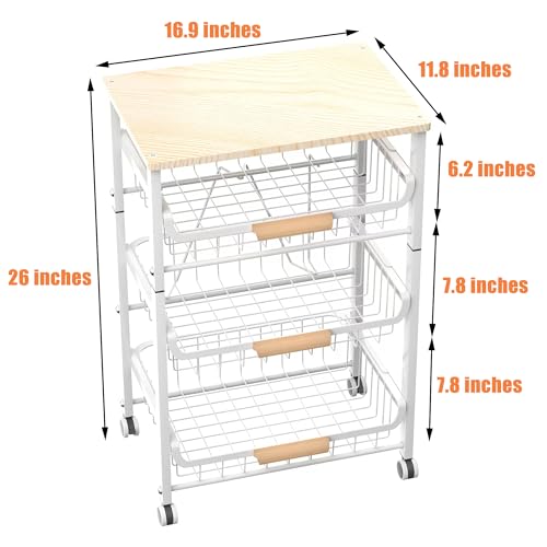 4 Layer Fruit Basket Kitchen Food Storage Organizer and Storage Rack (White 4-layer Rack)