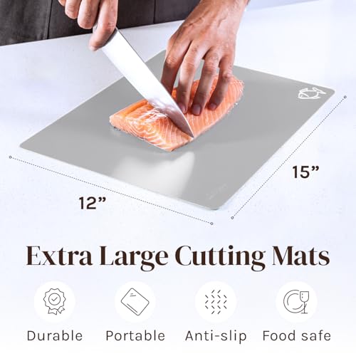 Flexible Plastic Cutting Board Mats for Kitchen (Black/White)
