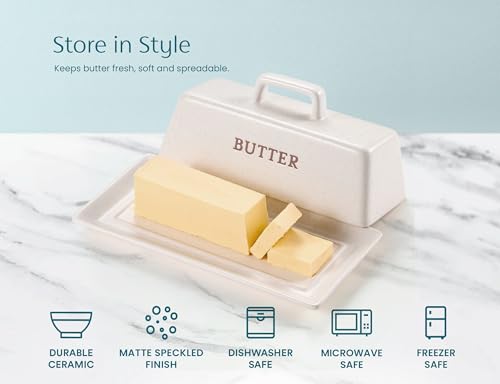 Ceramic Butter Dish with Lid (Matte Oatmeal)