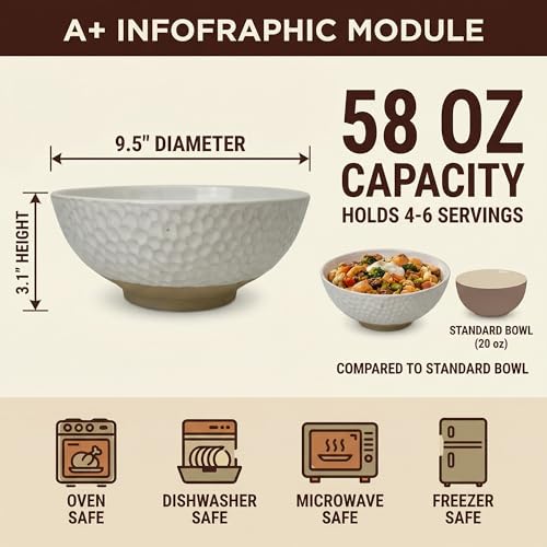 Large Ceramic Dinner Bowl Set (9.5“)