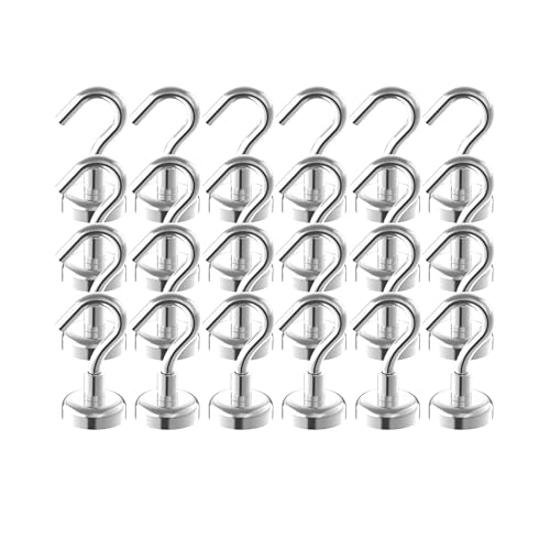 Heavy Duty Magnetic Hooks with 0.79" Dia Magnetic Base (24 Count)