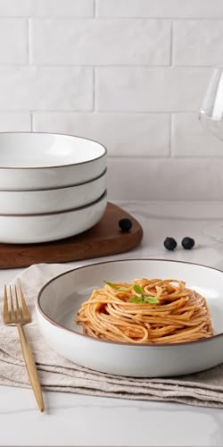 Mercury Pasta Bowls Set of 4 (White / 4 pcs)