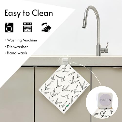 Swedish Dishcloths for Kitchen (White Flower)