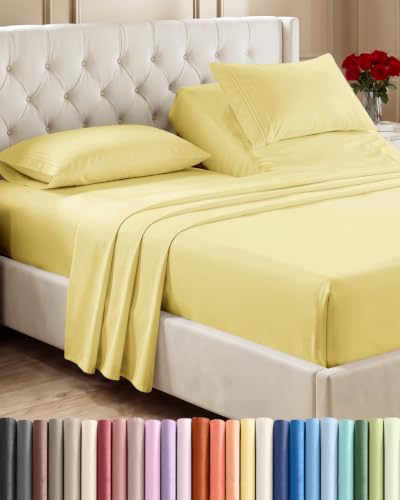 Flex Top Split Head King 4 Piece Sheet Set (29 - Yellow / Split Head/Flex Top)