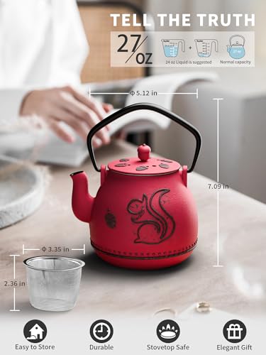 Teapot with Removable Infuser (1 Quarts / Red Squirrel)