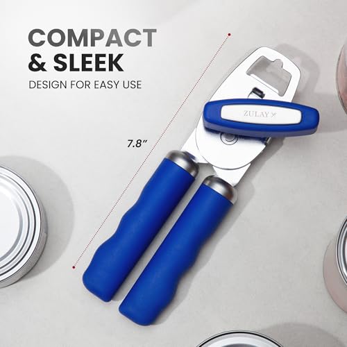 Manual Can Opener Heavy Duty Patented Stainless Steel (Royal Blue / Comfy Grip)