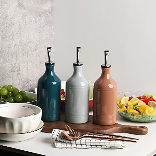 Sweejar Ceramic Olive Oil Dispenser Bottle (15.5 oz, Set of 1 / Gray)