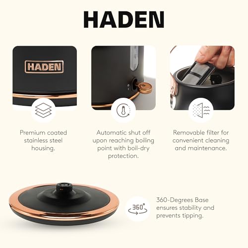Heritage 1.7 Liter Stainless Steel Electric Kettle (Black & Copper)