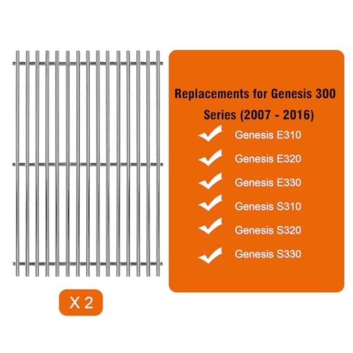 19.5" Stainless Steel Cooking Grates for Weber Genesis 300 Series (19.5"D x 25.5"W)