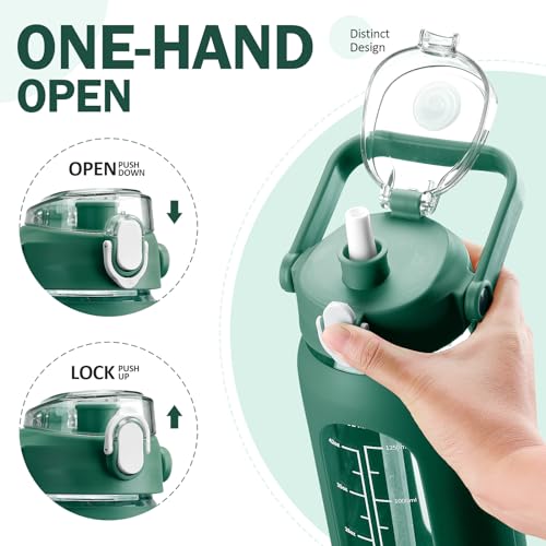 56oz Glass Water Bottles with Straw (Ink green / 56 Ounces)