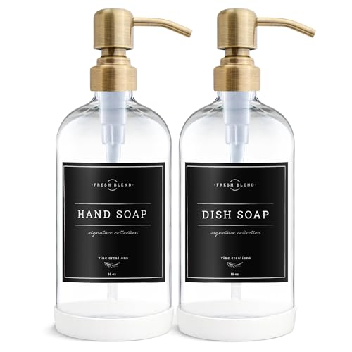 Clear Glass Soap Dispenser (Clear Bottle / Brushed Brass Pump)