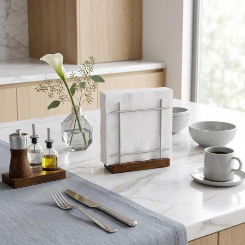 Upright Napkin Holder (Silver / Brown)
