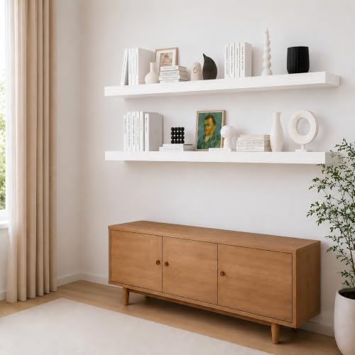 Floating Shelves Set of 2 (White / 48'' x 8''x 2''(set of 2）)