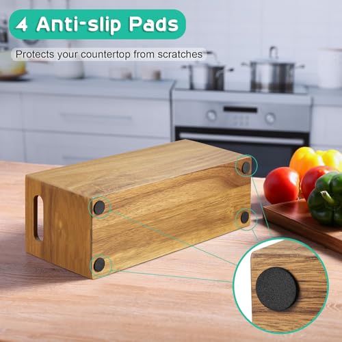 Acacia Wood Utensil Holder with Removable Divider (Acacia / 4 Compatment)