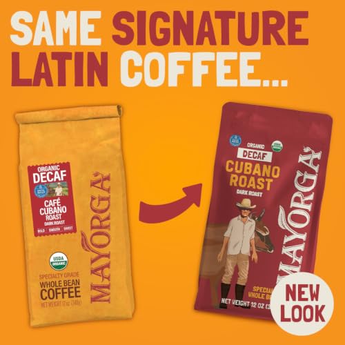 Decaf Dark Roast 12oz Bag Cafe Swiss Water Decaffeinated Cubano Roast 100% Arabica Whole Coffee Beans (12 Ounce (Pack of 1))